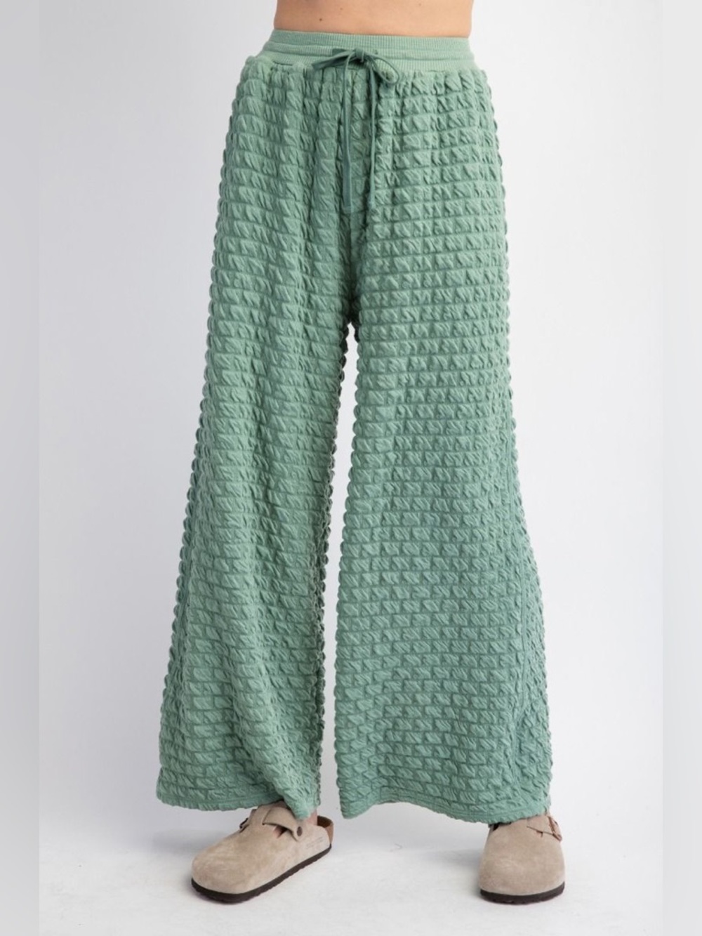 Easel Cloud Nine Pillow Puff Textured Hacci Lounge Pants in Sage Green small - Picture 4 of 5